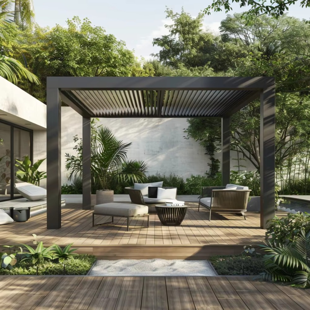 Smart Garden Electric Pergola - Elektrische slimme aluminium pergola met rolluiken,
