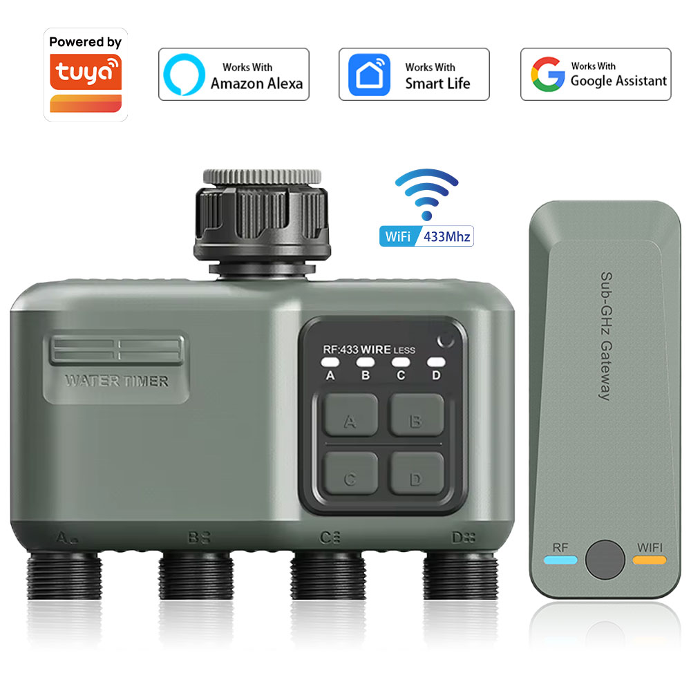 Smart Garden Irrigation - 4-uitlaat programmeerbare watertimer voor tuinslang, met