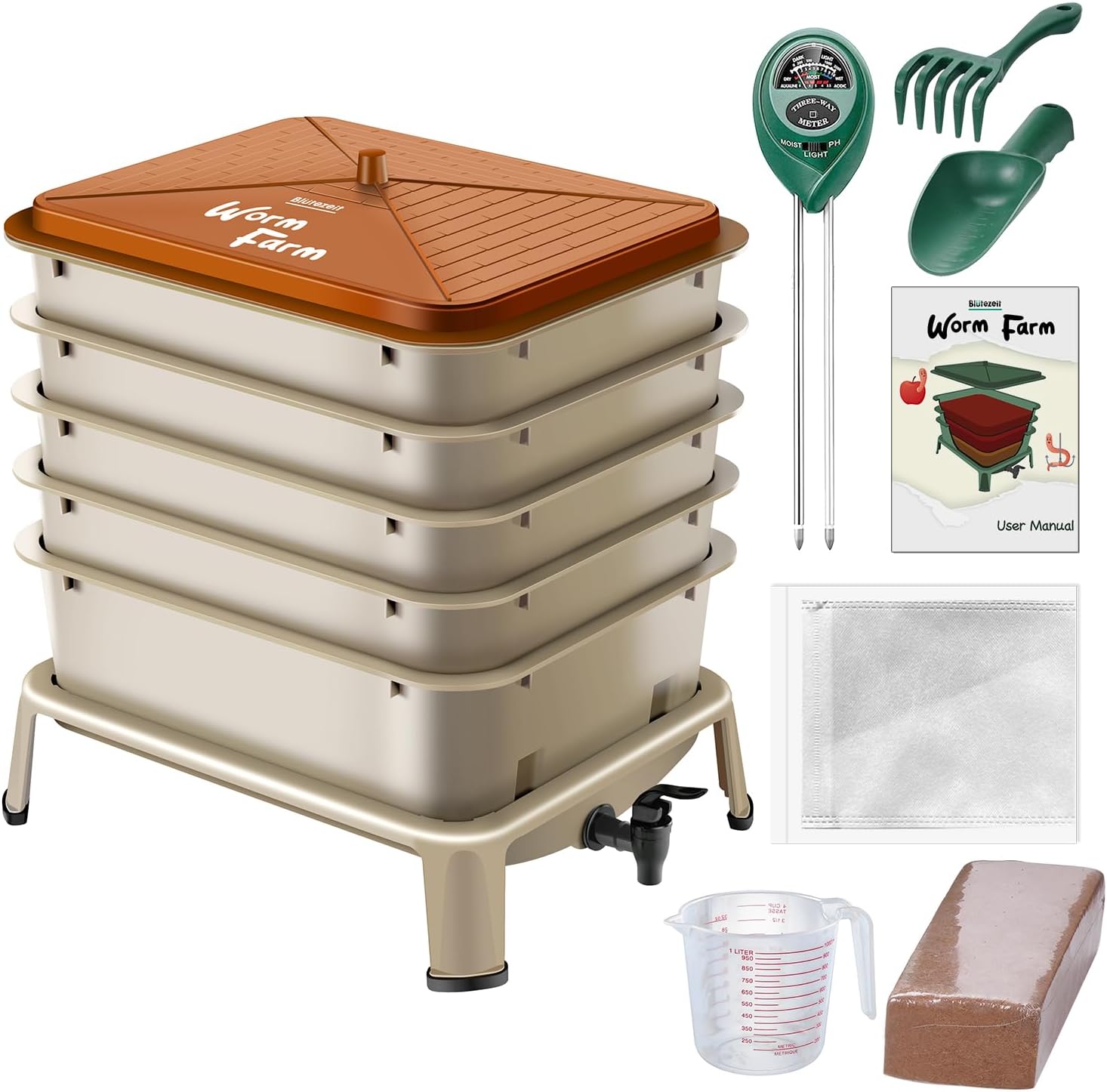 Composting Kit Indoor - Indoor & Outdoor Wormcompostbak - 53QT,