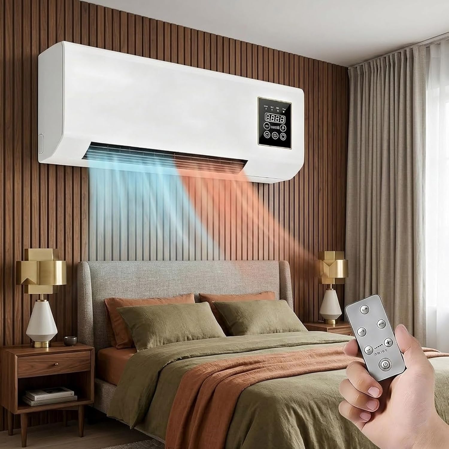 Smart Garden Rooms - Wandgemonteerde airconditionerventilator, 2-in-1 verwarmings- en koelingscombinatie,